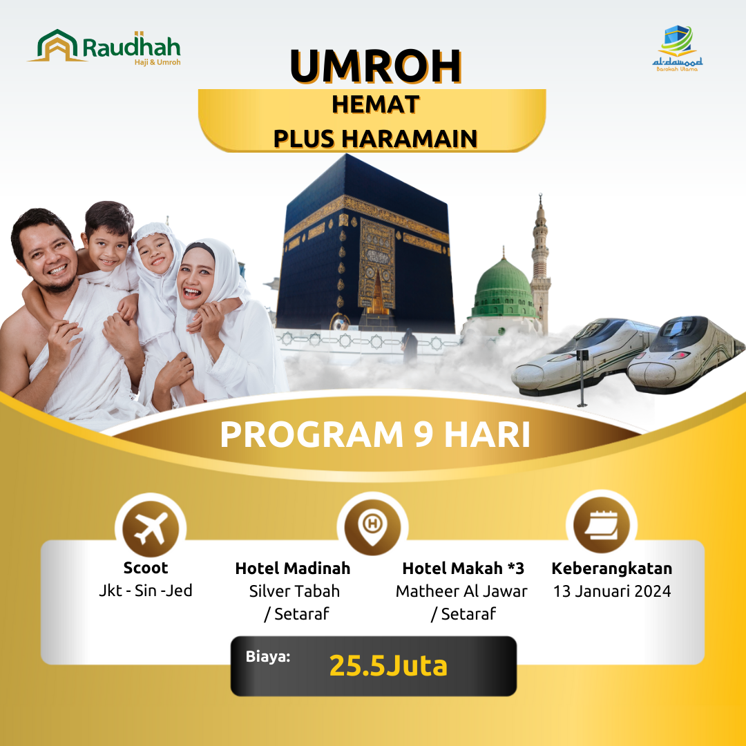Paket Umroh Hemat Plus Haramain 13 Januari 2024